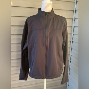 LL Bean Jacket Men's Black Collared Full Zip Wind Breaker Pockets Hike Trek Sz L